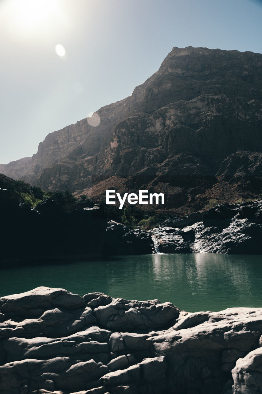 SCENIC VIEW OF LAKE AGAINST MOUNTAINS