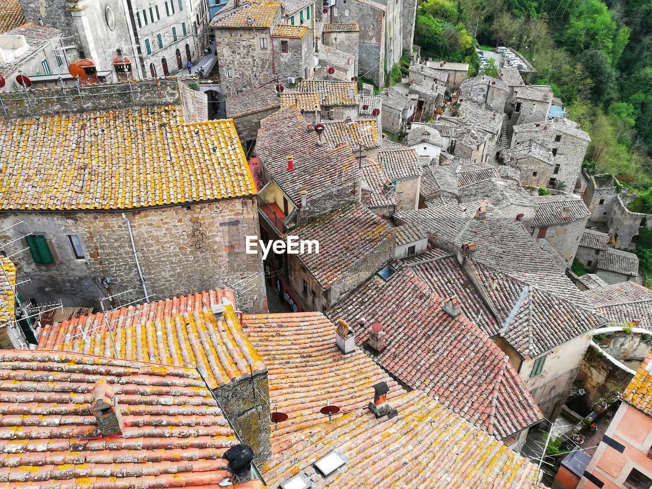 View of the roofs of sorano in italy