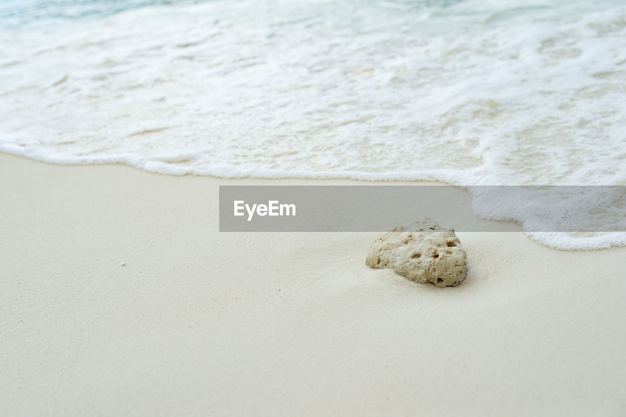 HIGH ANGLE VIEW OF SAND DUNES ON BEACH