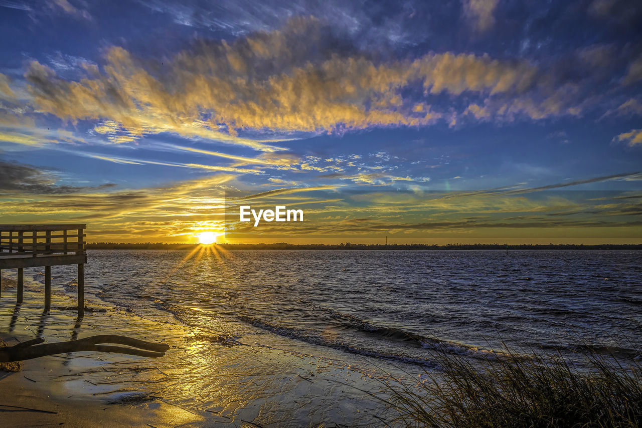 SCENIC VIEW OF SUNSET OVER SEA