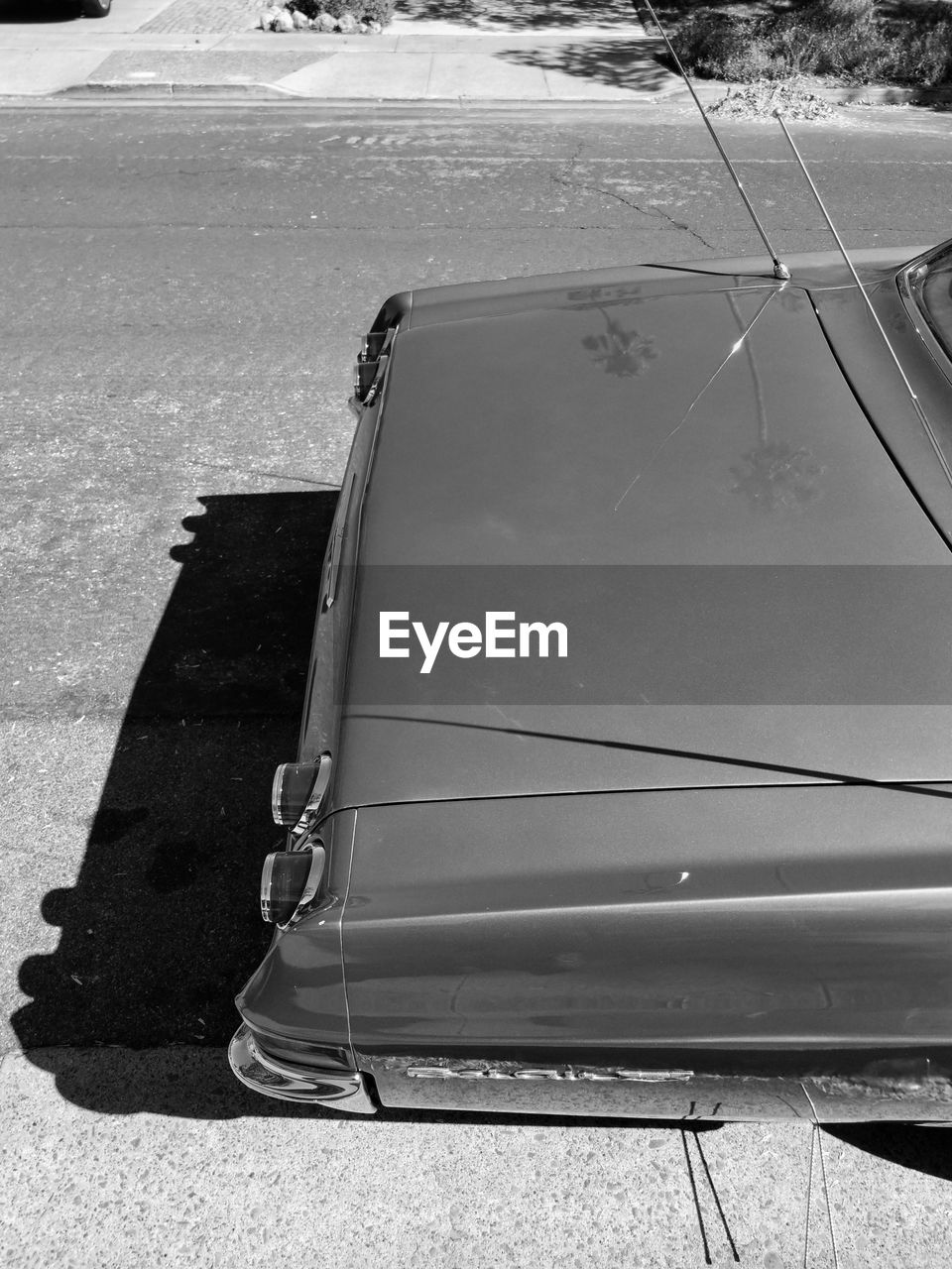 High angle view of car on road