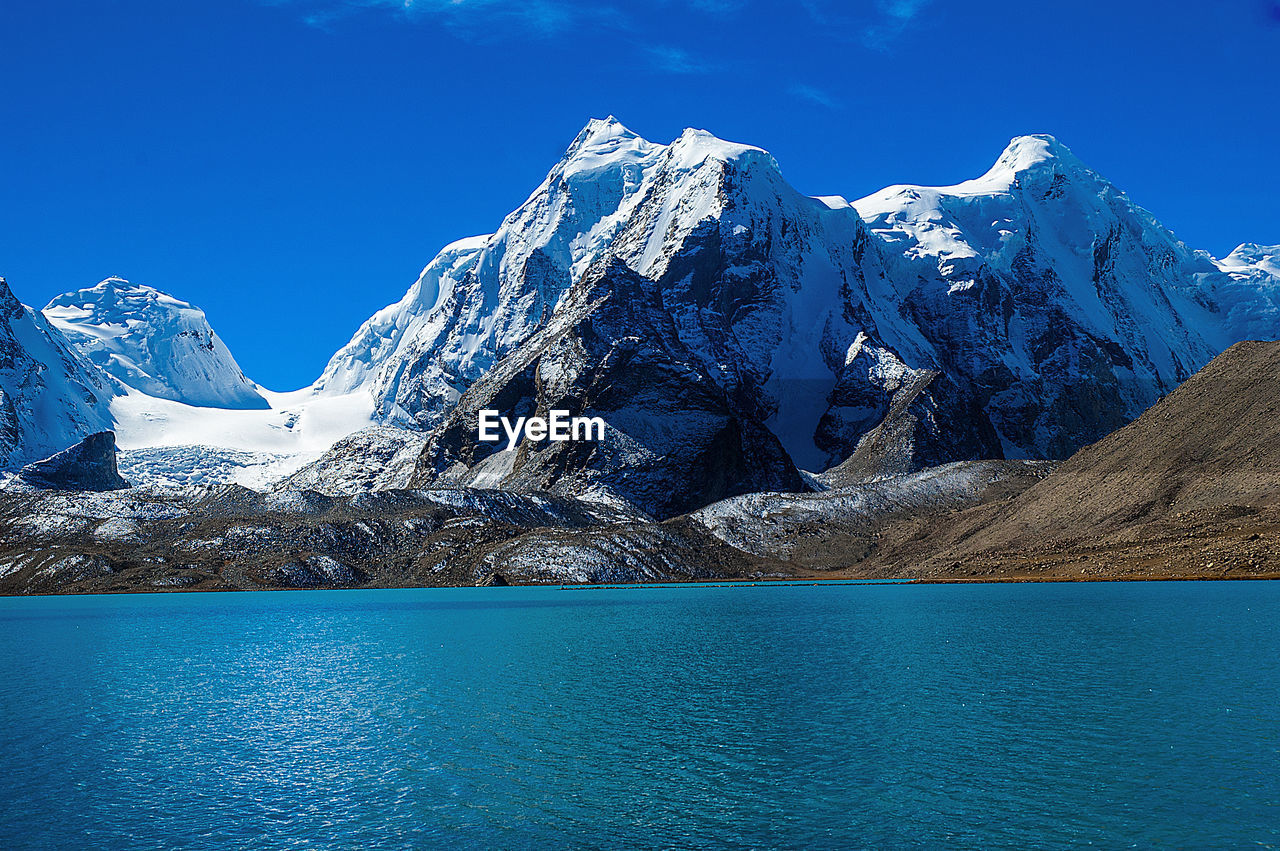 SNOWCAPPED MOUNTAIN AGAINST BLUE SKY