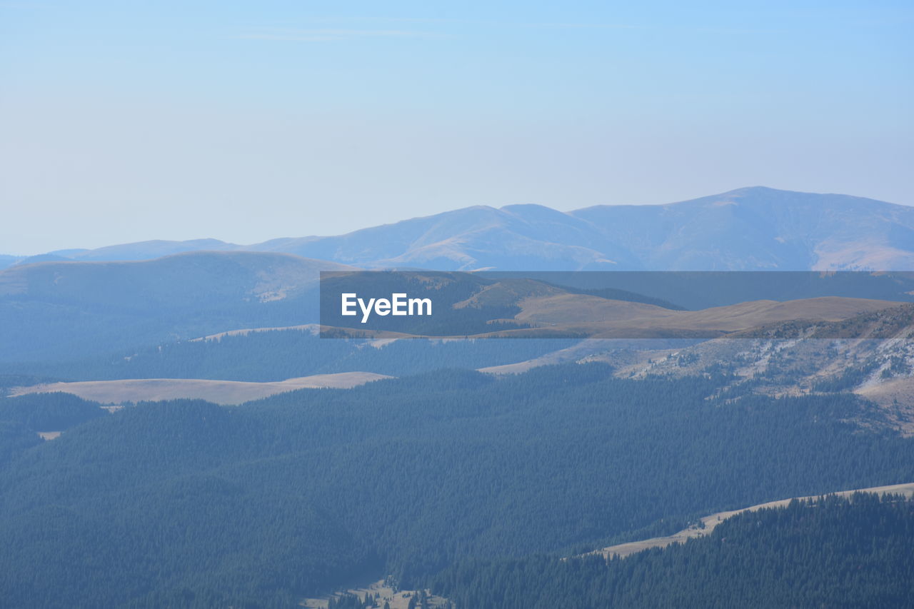 Scenic view of mountains against clear sky