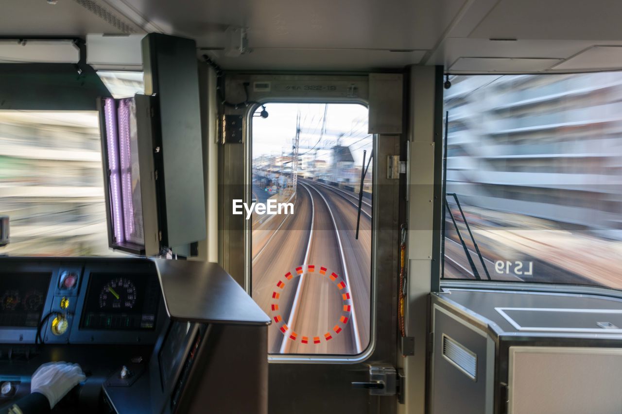VIEW OF TRAIN IN BUS