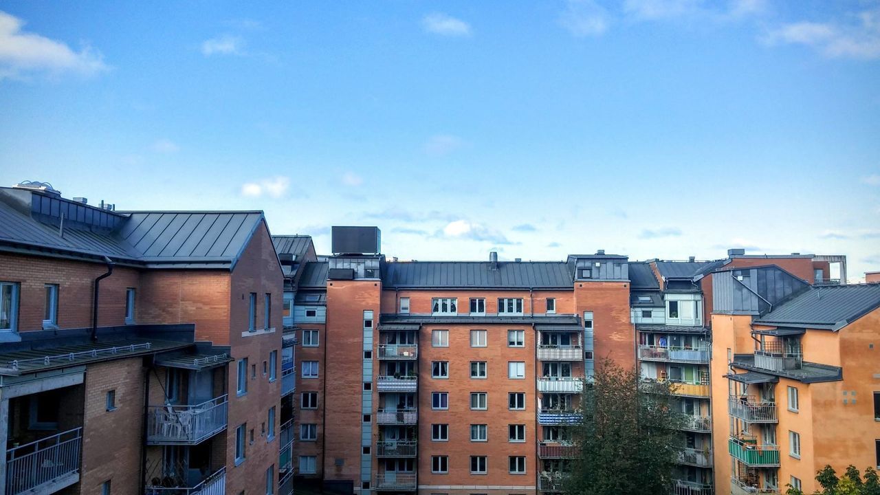 Low angle view of buildings against sky