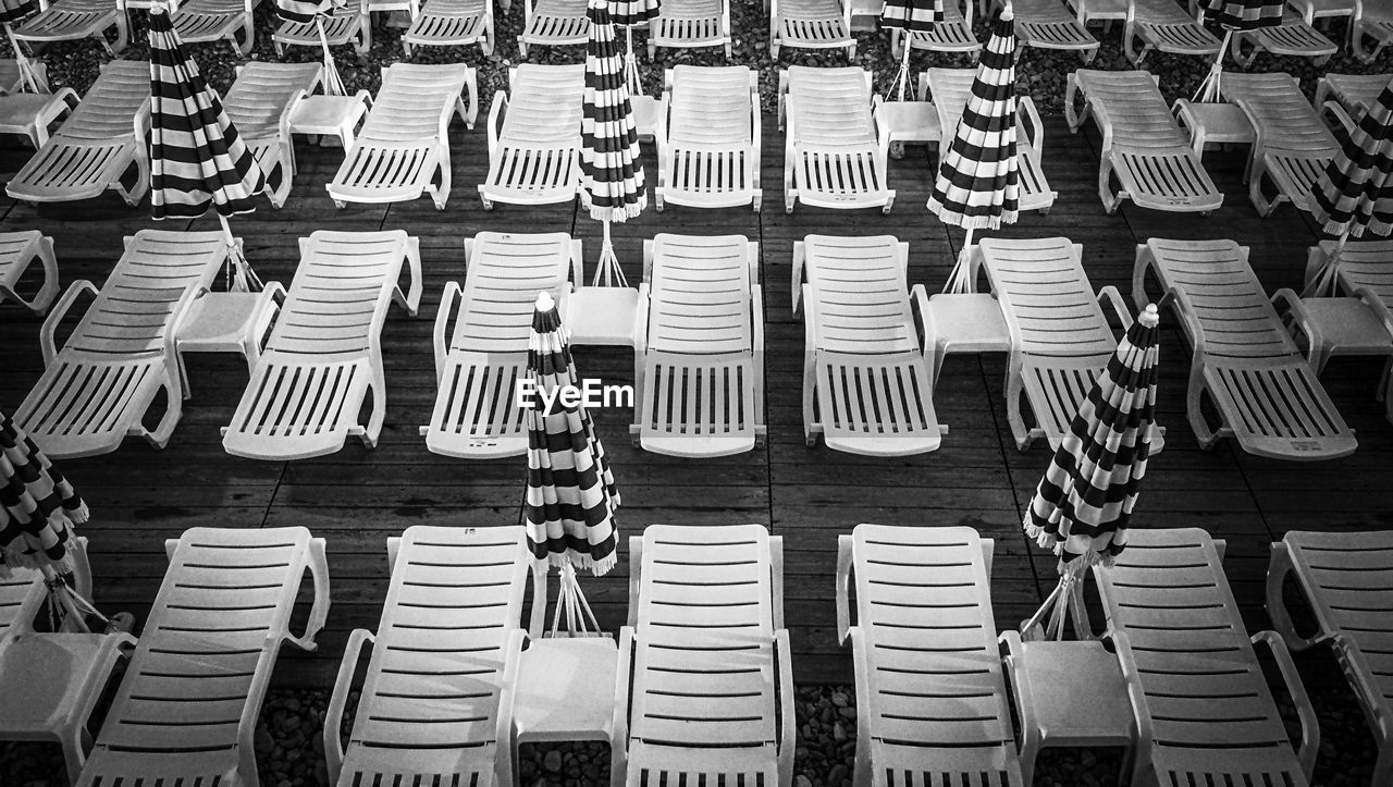 High angle view of chairs