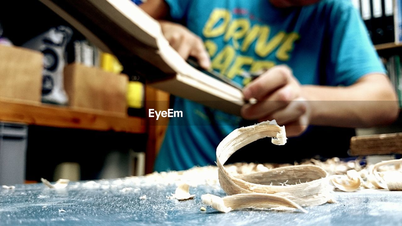 Close-up of hands working
