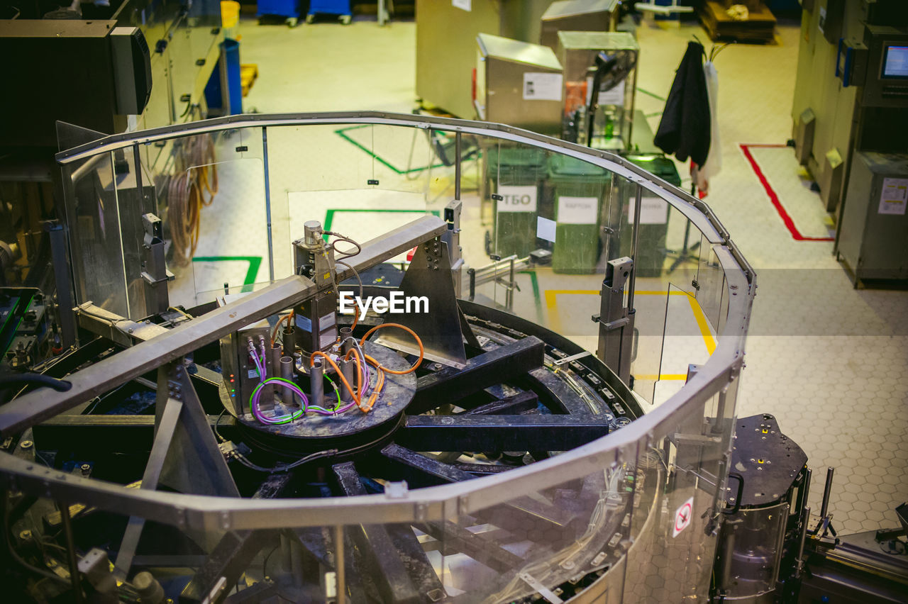 High angle view of machinery in industry