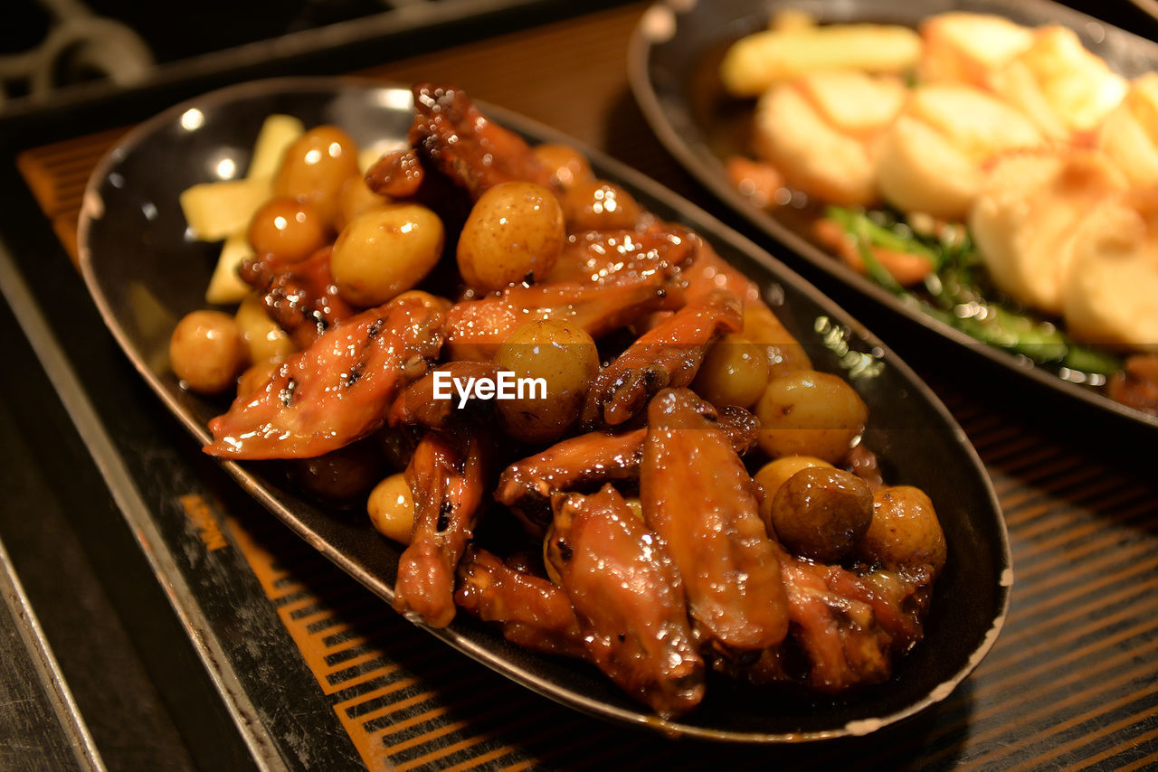 Close-up of food in plate on table