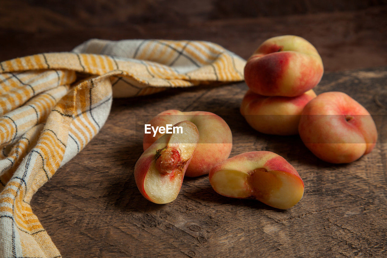 high angle view of fruits on table