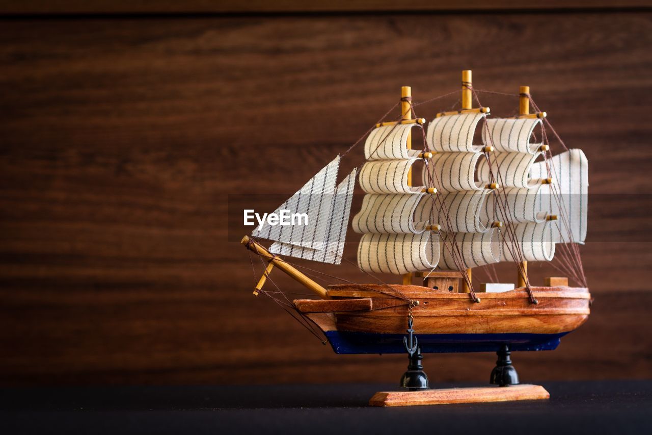 Close-up of a miniature ship