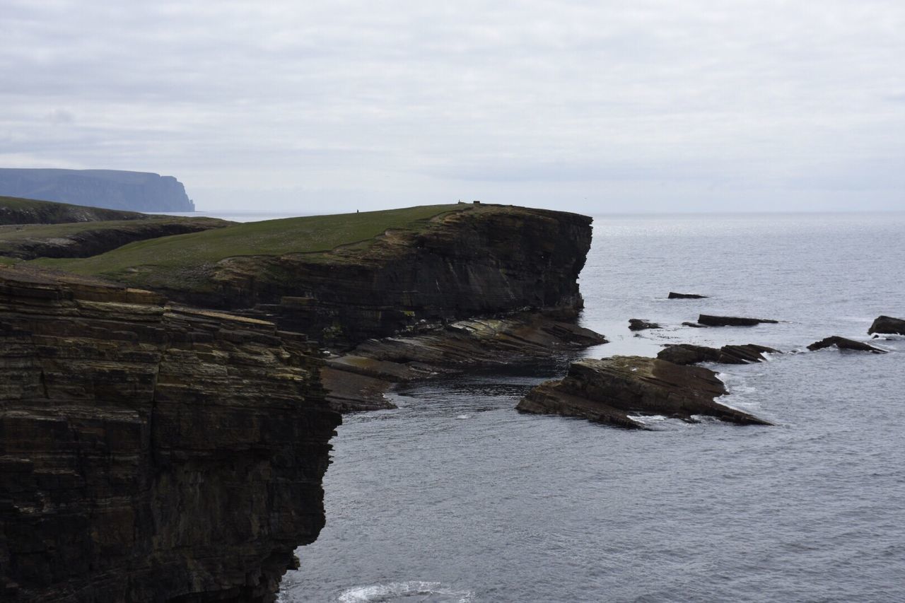 Scenic view of sea against cloudy sky