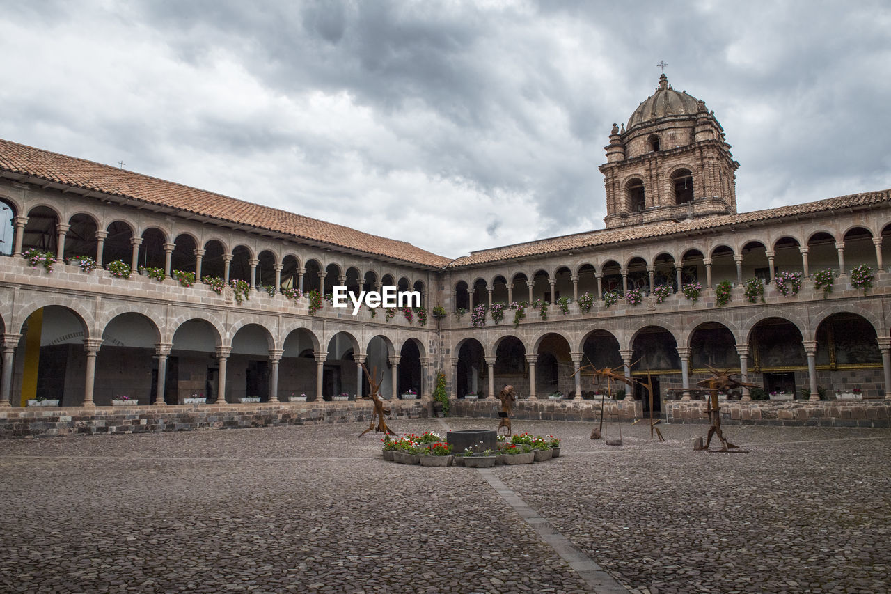 Colonial courtyard in the old town of cusco in peru