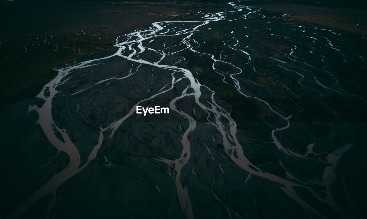Aerial view of river at night