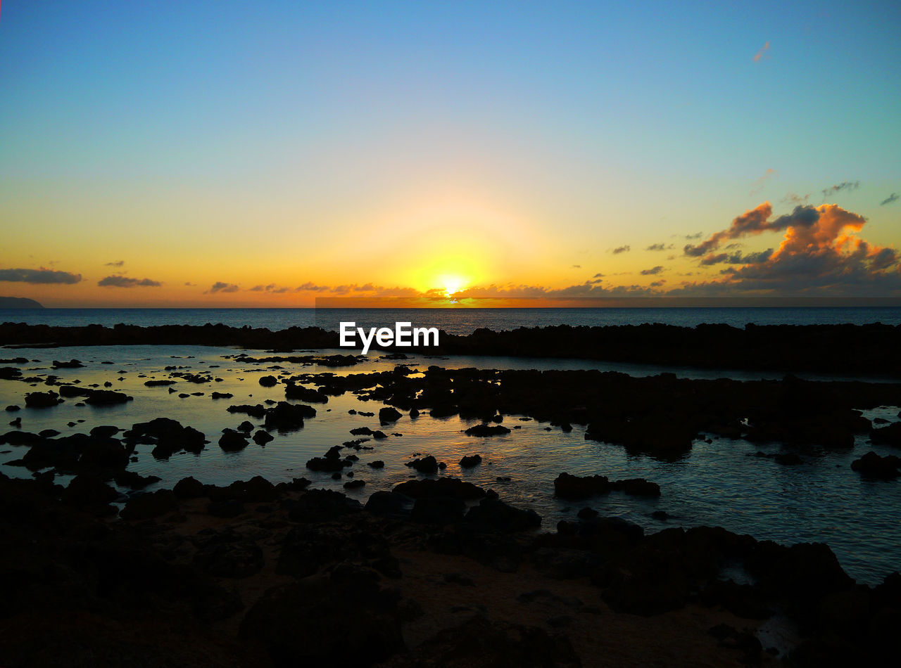 Scenic view of sea against sky during sunset