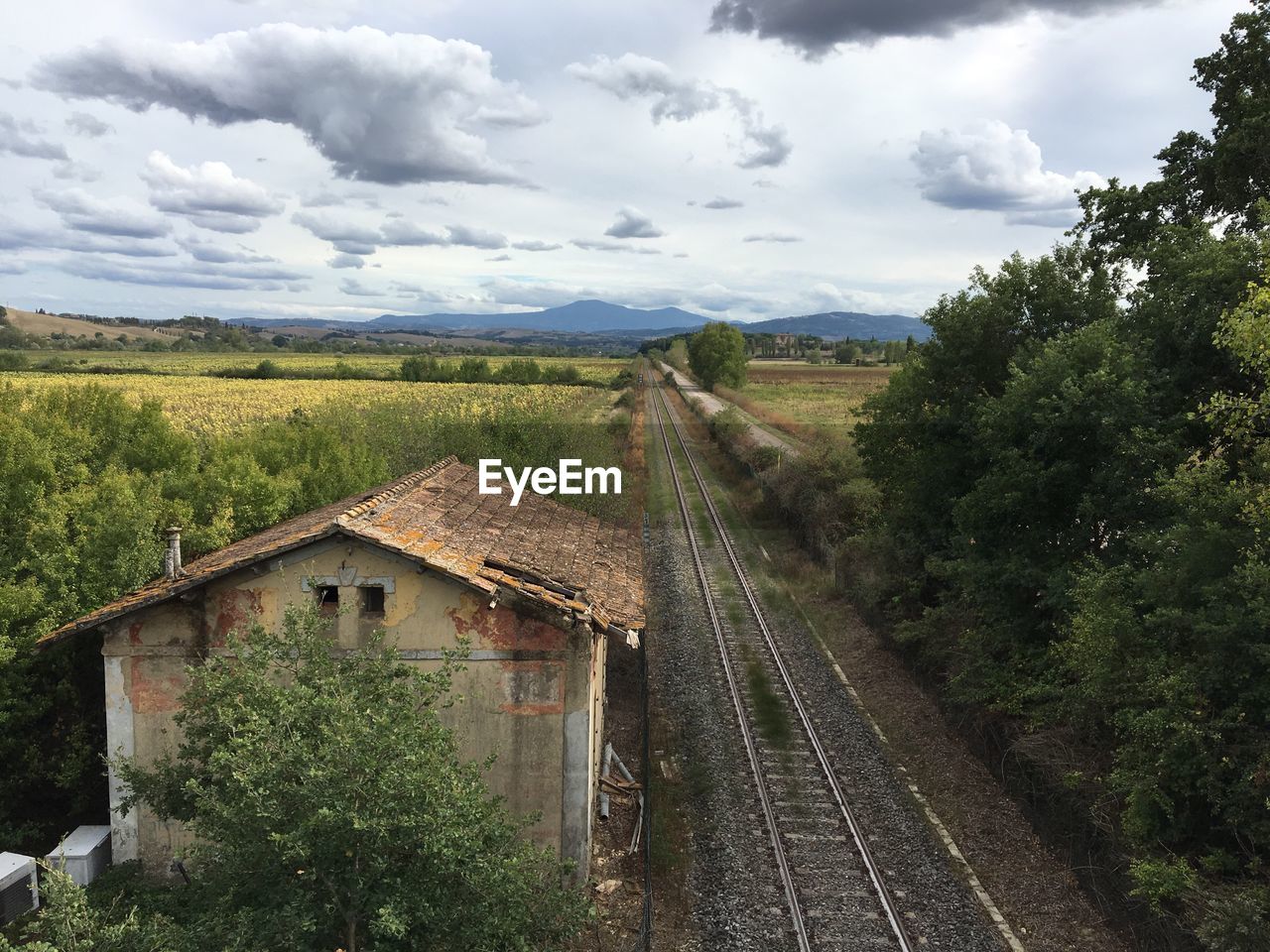 VIEW OF RAILROAD TRACK AGAINST SKY