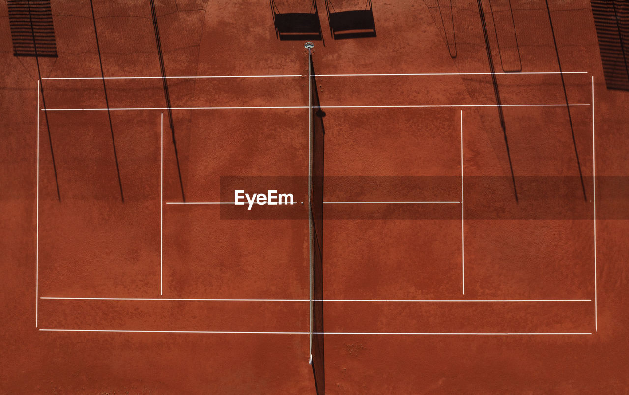 Drone view of empty tennis court