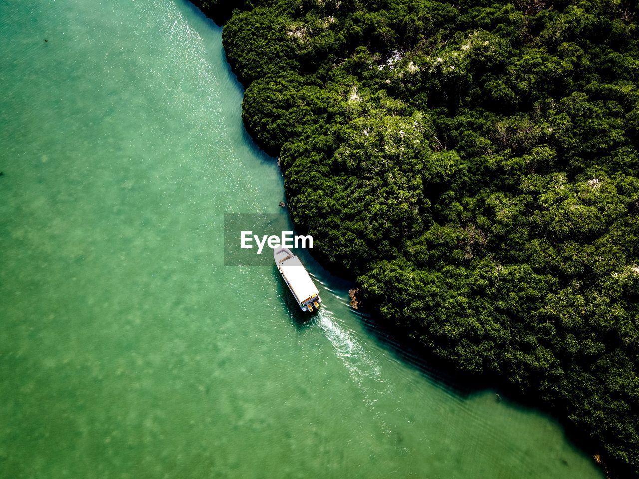 High angle view of person by sea