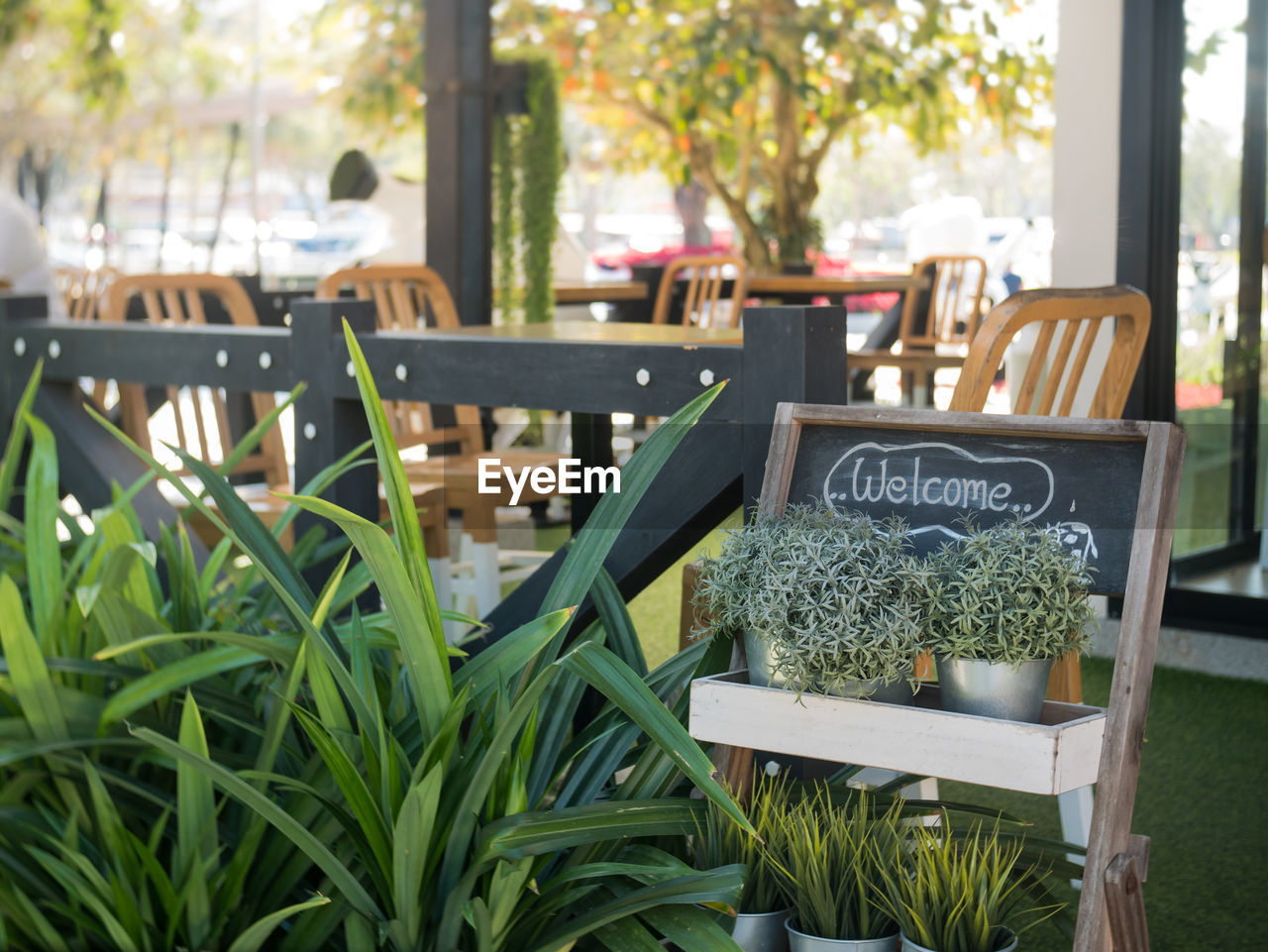 CHAIRS AND TABLES IN CAFE