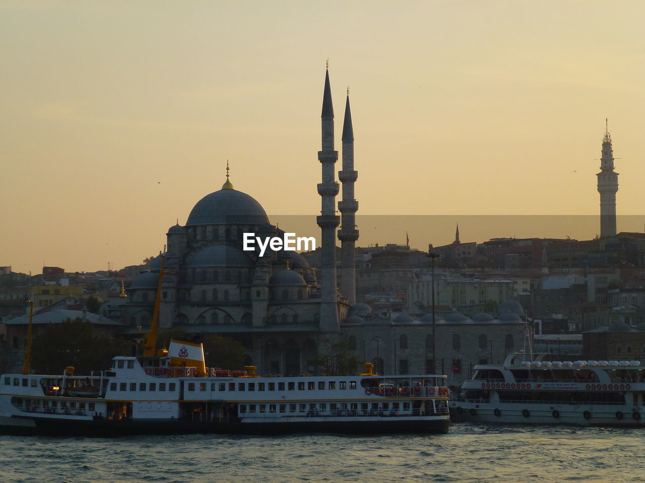 View of hagia sofia in city at waterfront