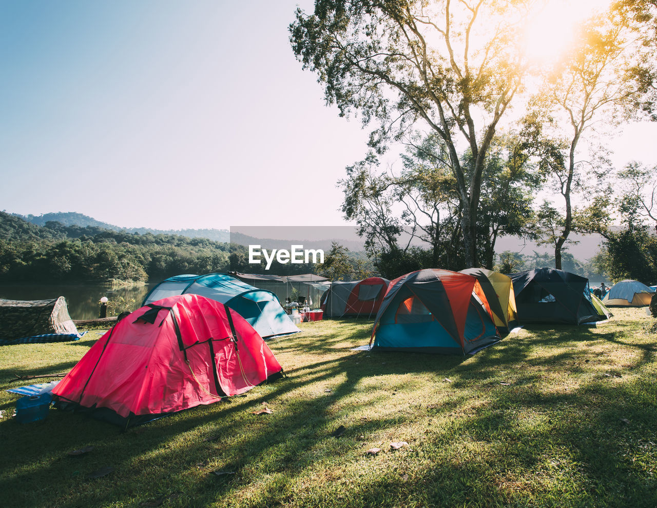 TENT ON FIELD AGAINST TREES