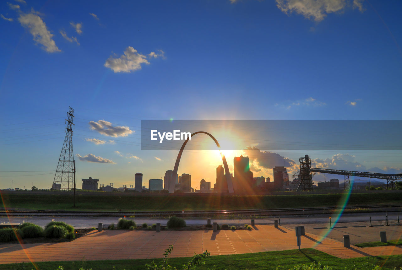 View of city at sunset