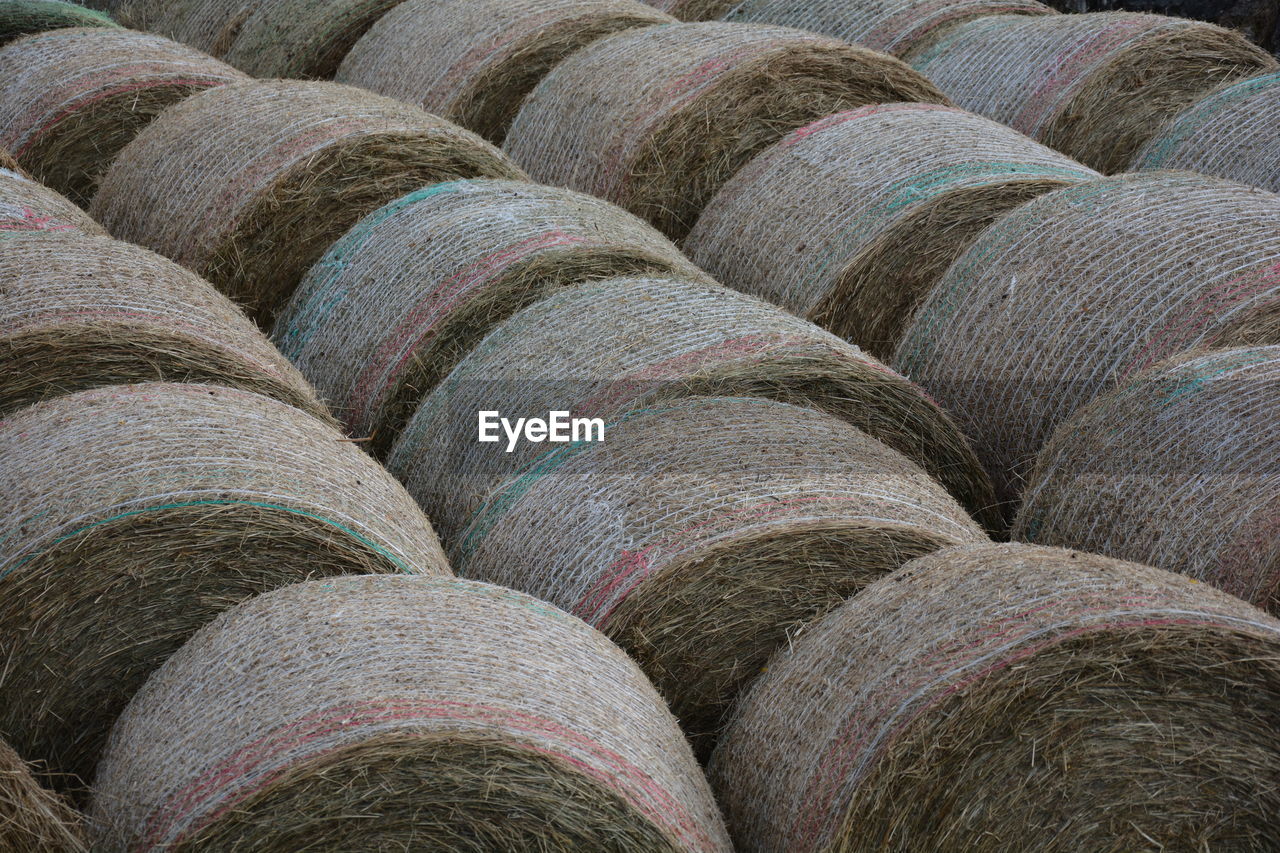 Full frame shot of hay bales