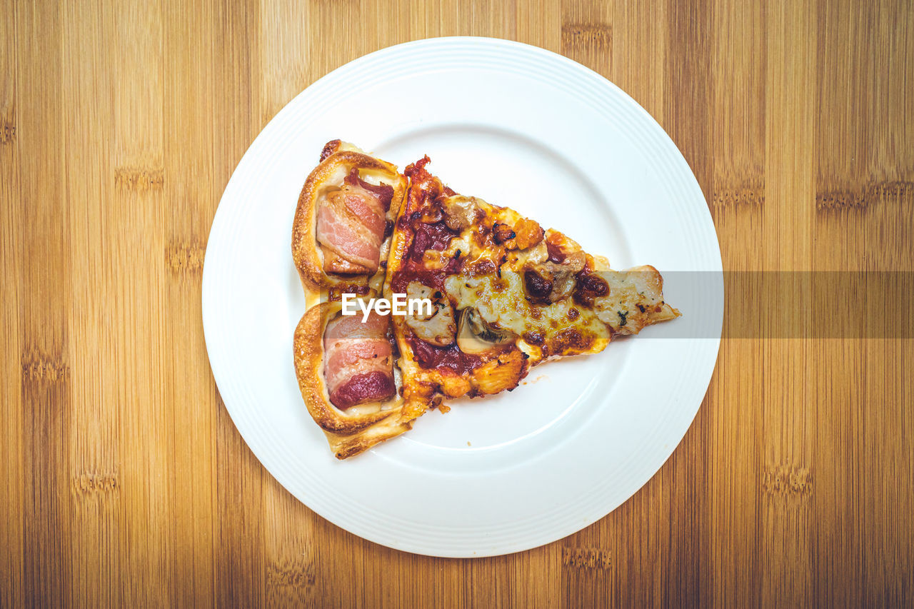 High angle view of food in plate on table