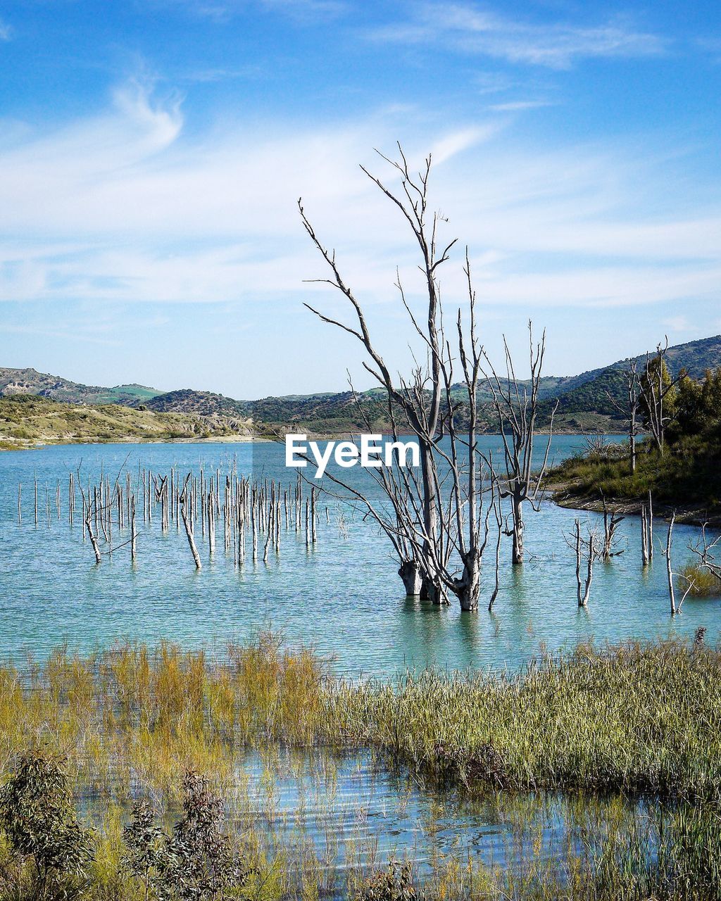 Scenic view of lake against sky