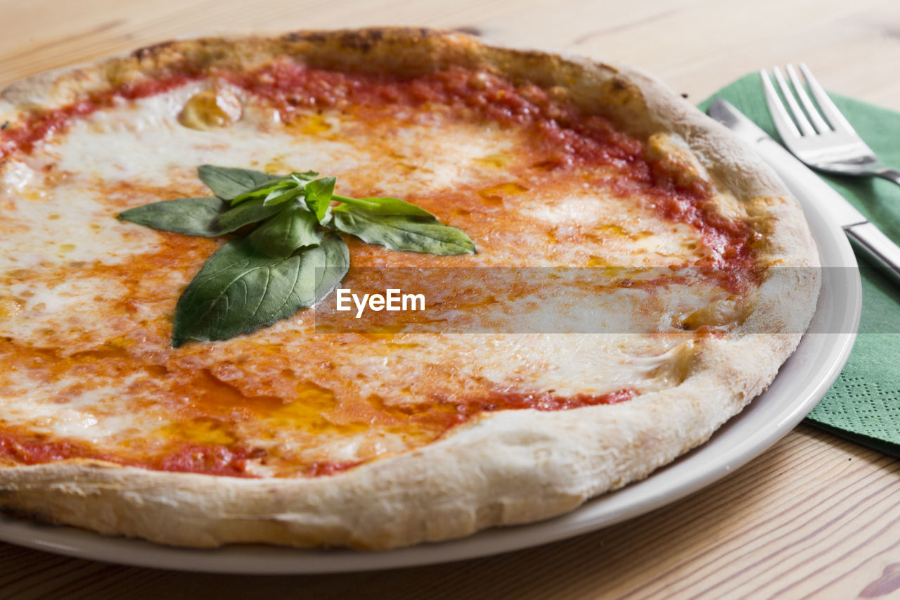 CLOSE-UP OF PIZZA ON PLATE