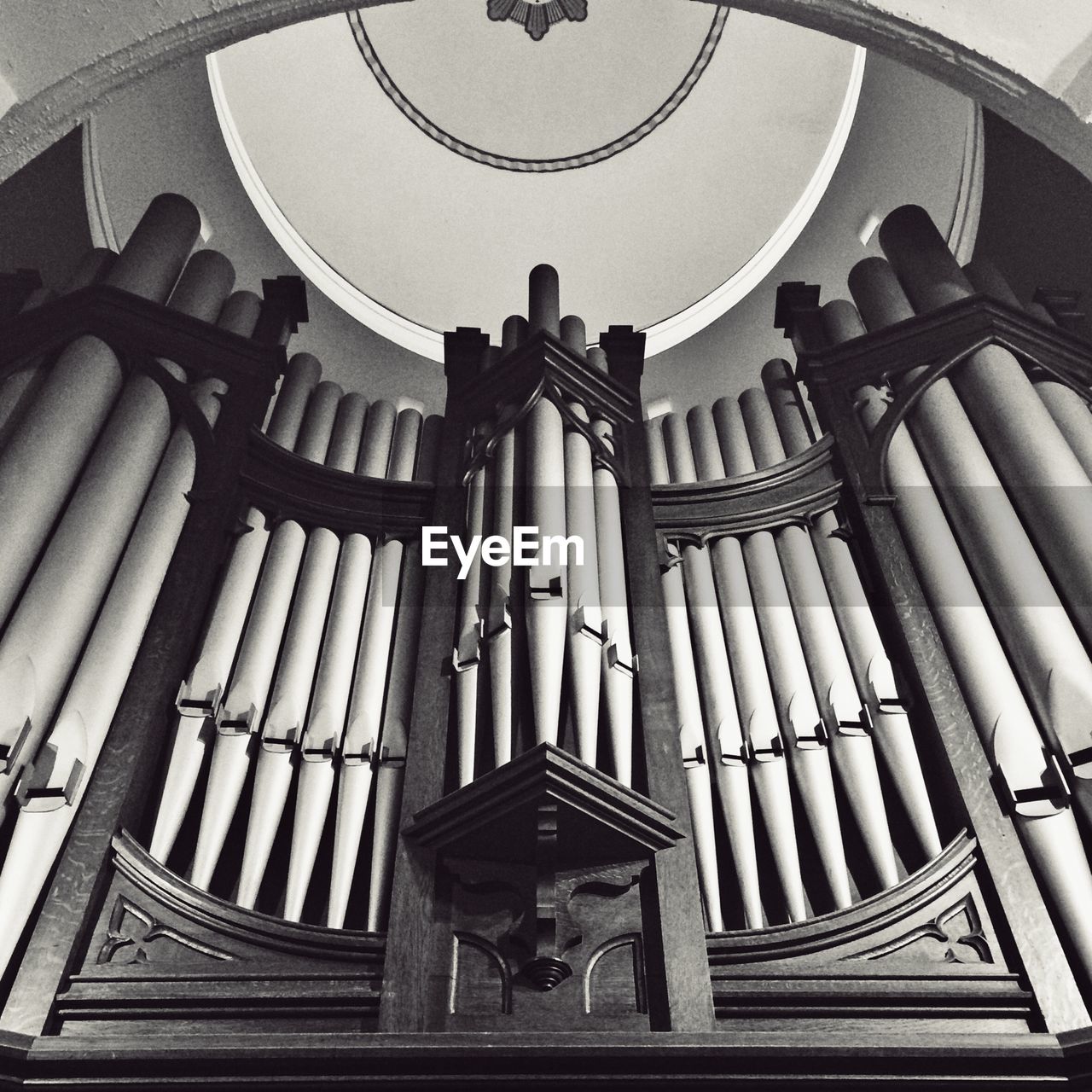 Low angle view of pipe organs