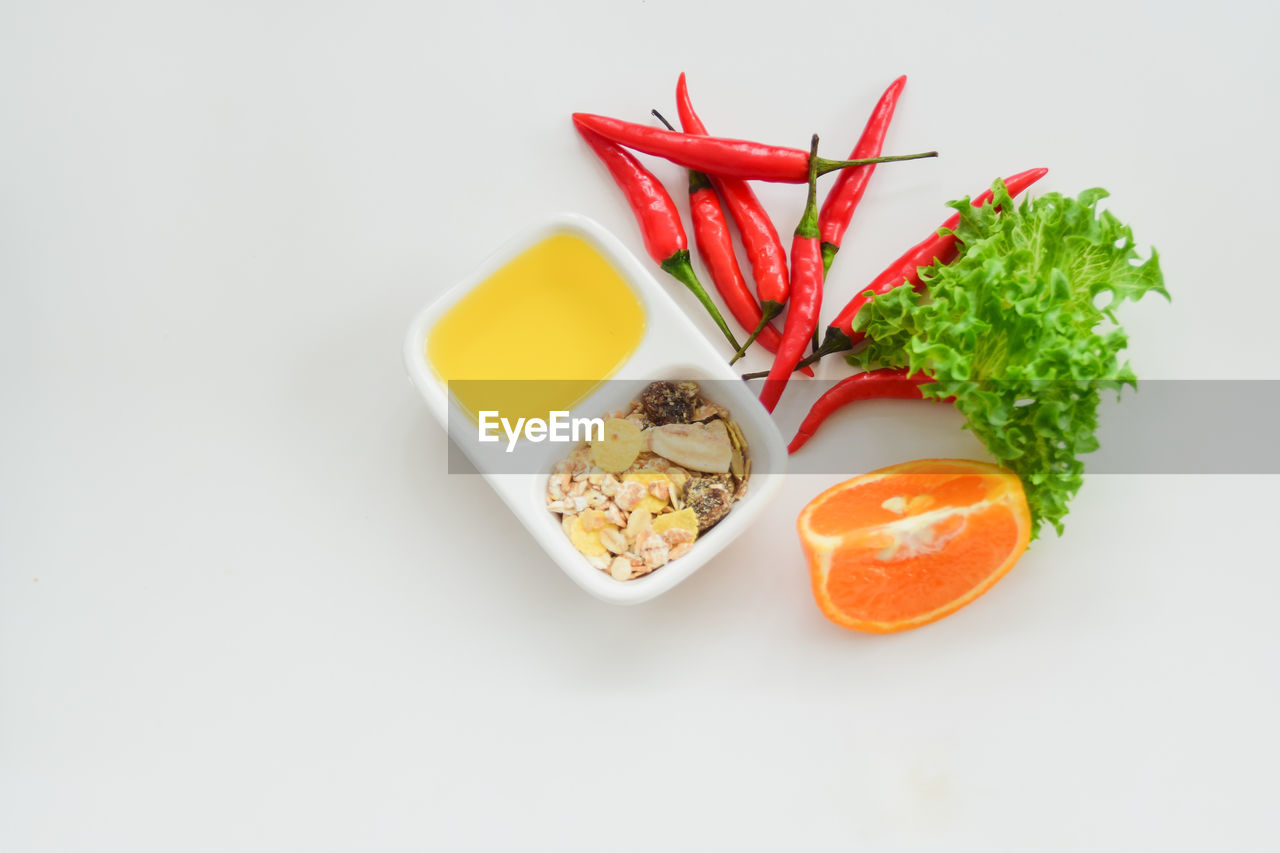 HIGH ANGLE VIEW OF BREAKFAST ON TABLE