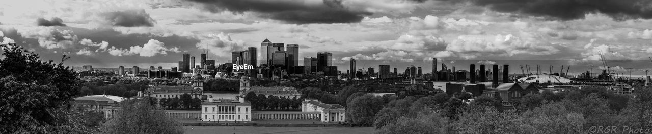 Panoramic view of cityscape against sky