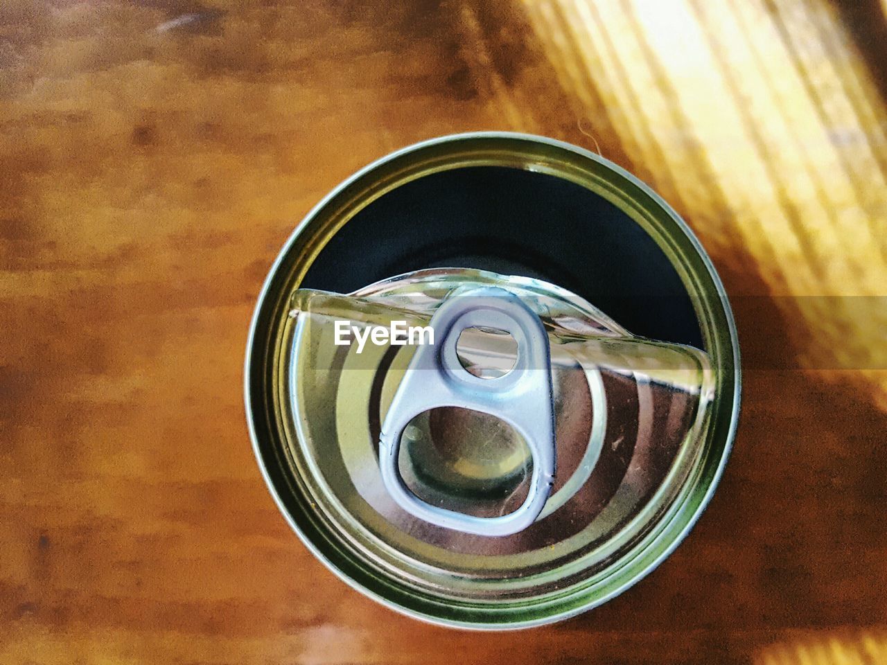 Directly above shot of tin can on table