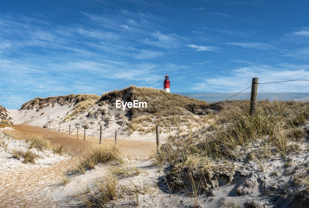 Lighthouse in dunes on the north frisian island amrum