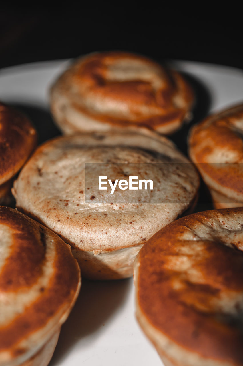 High angle view of bread in plate on table