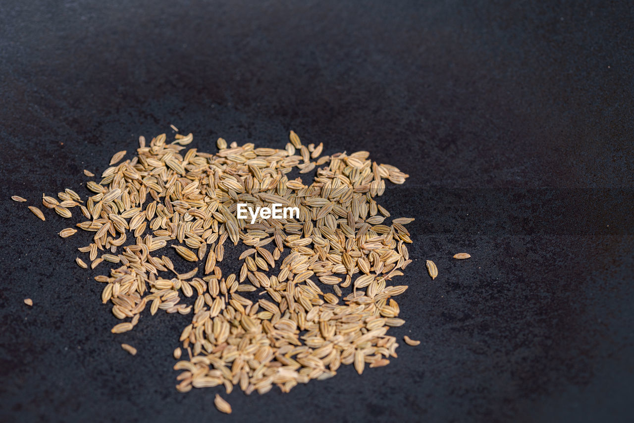 HIGH ANGLE VIEW OF DRY LEAVES ON BLACK BACKGROUND