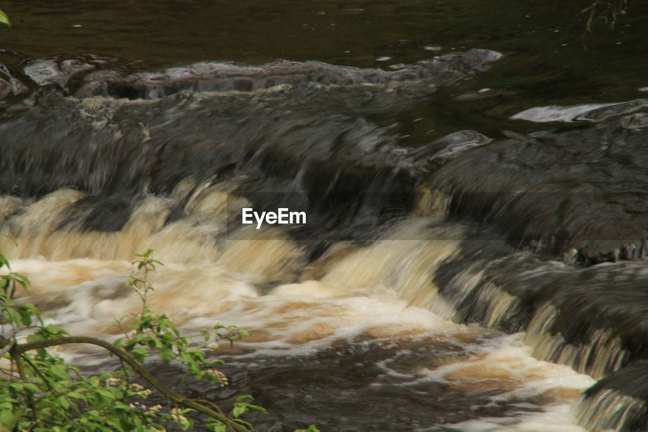 Close-up of rock formation in water