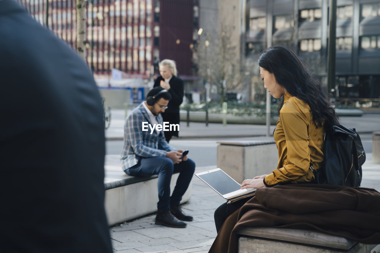 Business people working outside