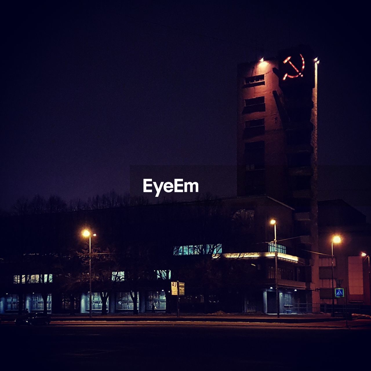 ILLUMINATED BUILDING AT NIGHT