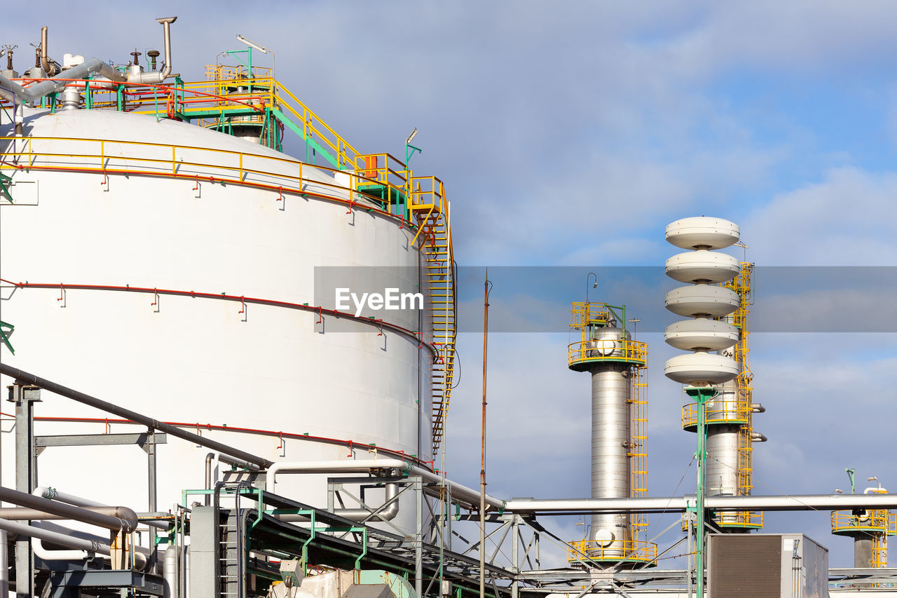 Storage tank of a gas refinery plant.