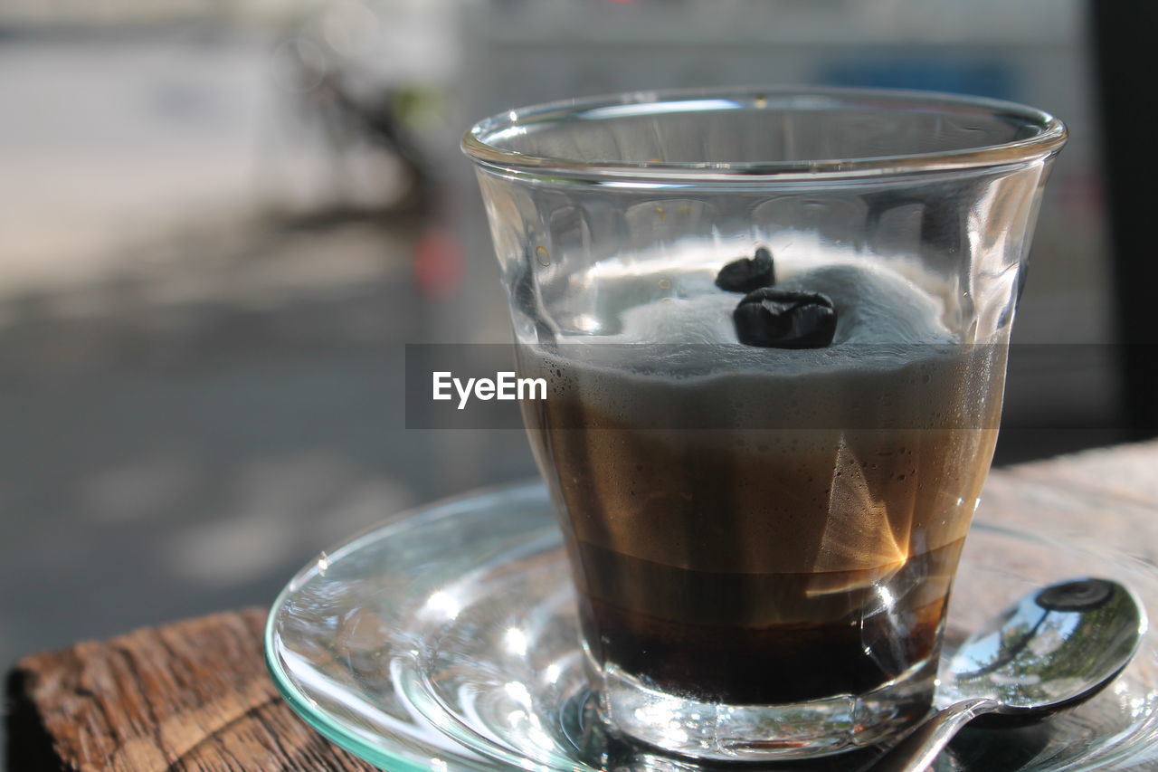 Close-up of gourmet coffee drink