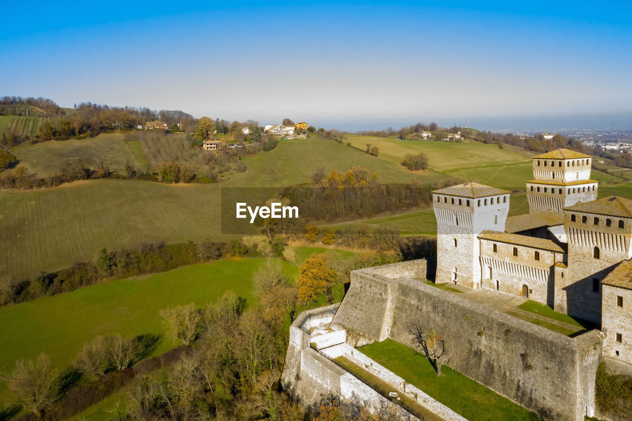 Amazing medieval castle view in the town of torrechiara