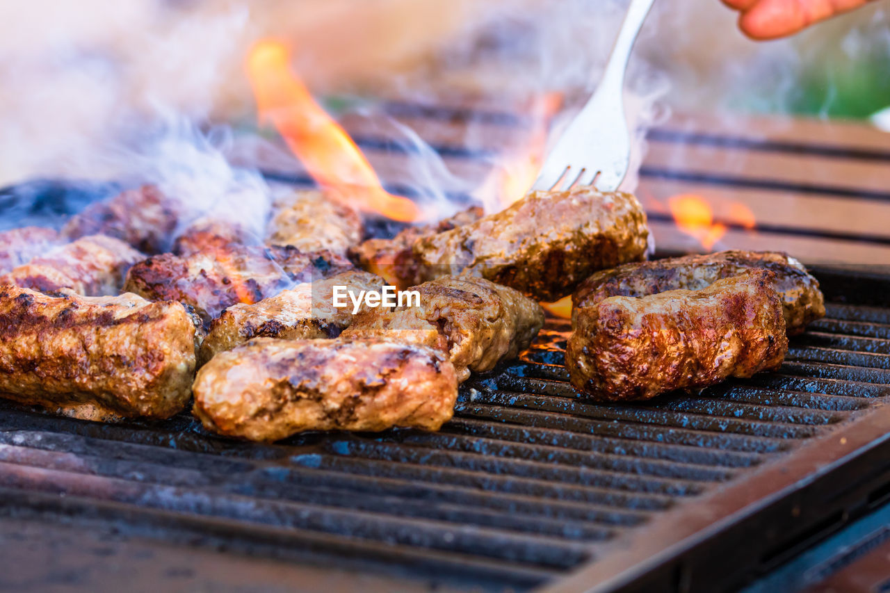 close-up of food on barbecue grill