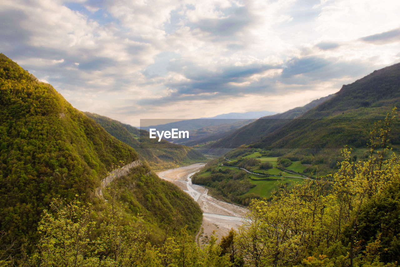 Scenic view of mountains against sky