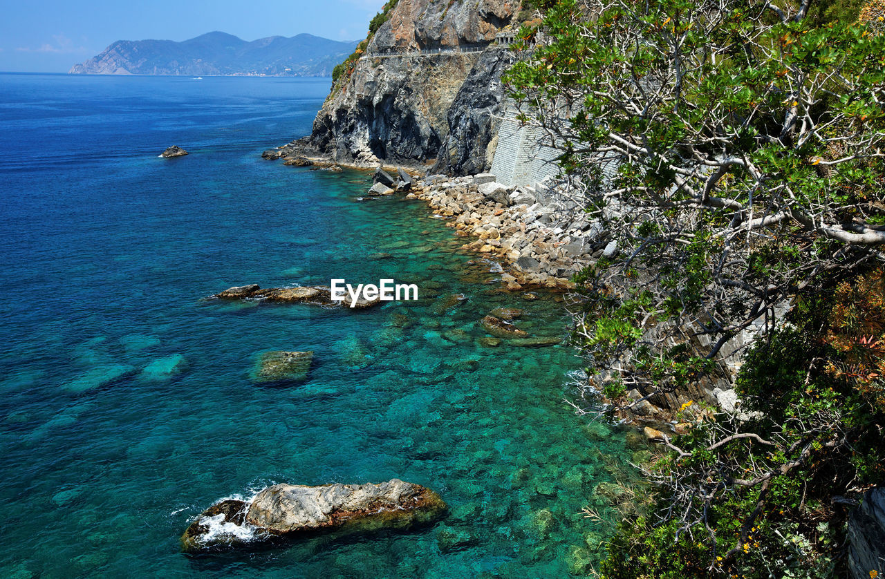 High angle view of calm sea