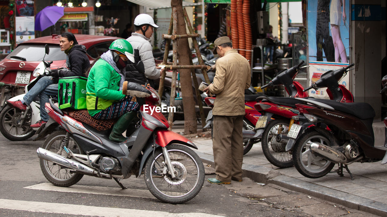 BICYCLES PARKED ON ROAD