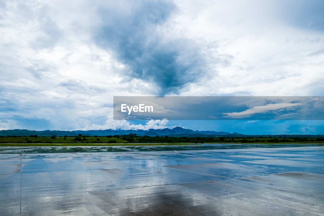 Scenic view of lake against sky