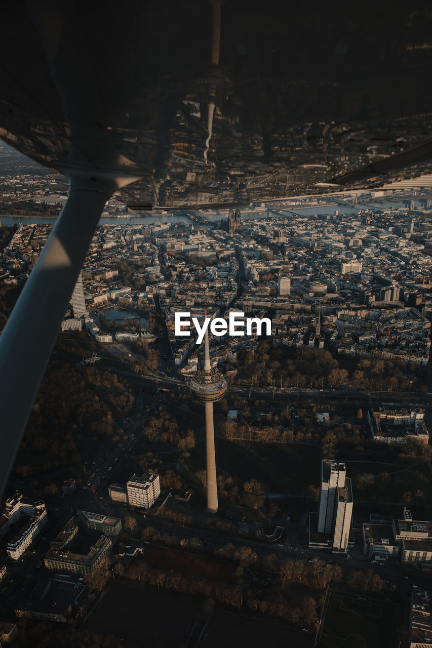 Sunset flight over colonius, germany