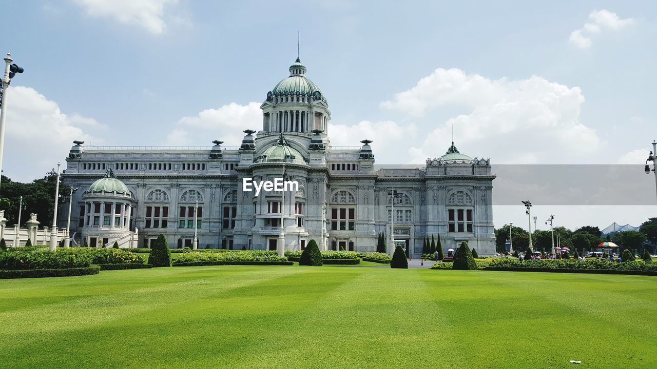 Facade of historical building in city